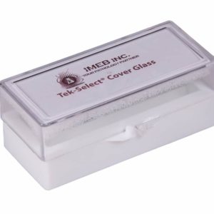 Tek Select Cover Glass in an acrylic container