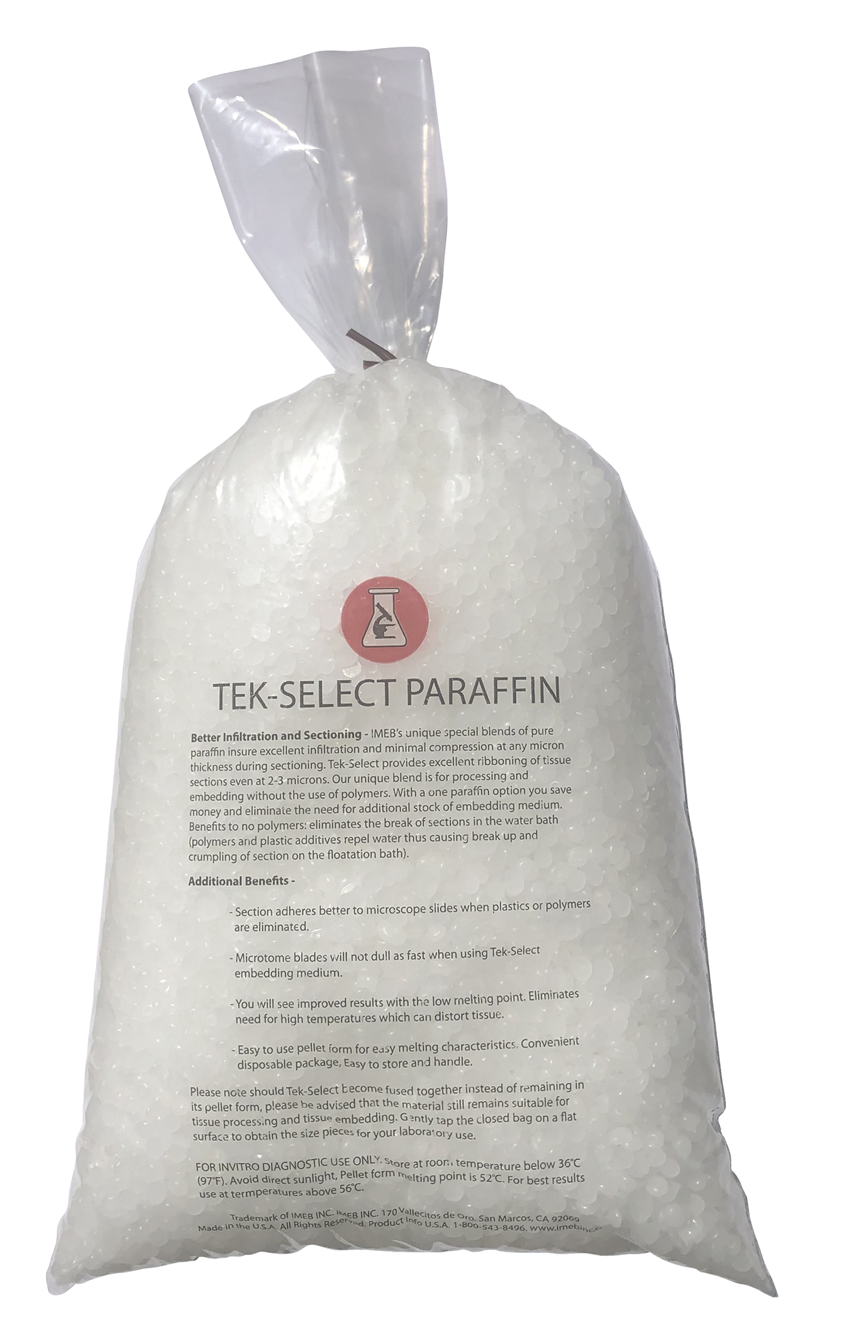 Tek-Select® Embedding Paraffin - bag filled with paraffin by IMEB Inc. and Tek-Select