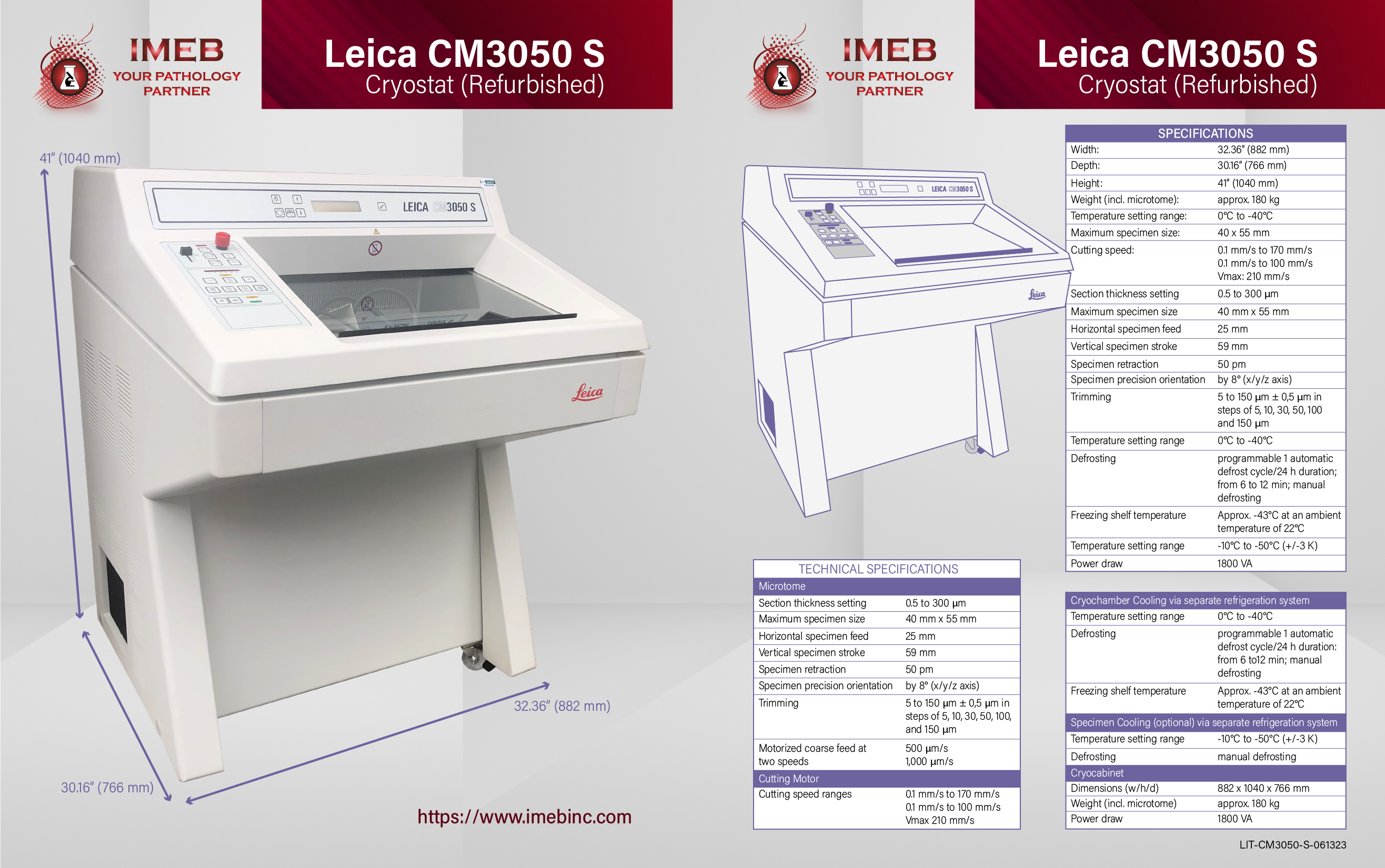 Leica CM3050 S Cryostat refurbished data sheet thumbnail