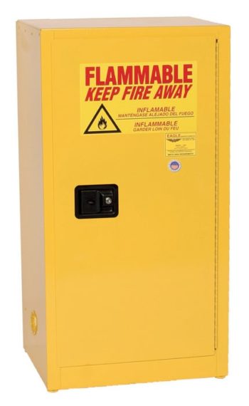 1906 Yellow Flammable Keep Fire Away cabinet