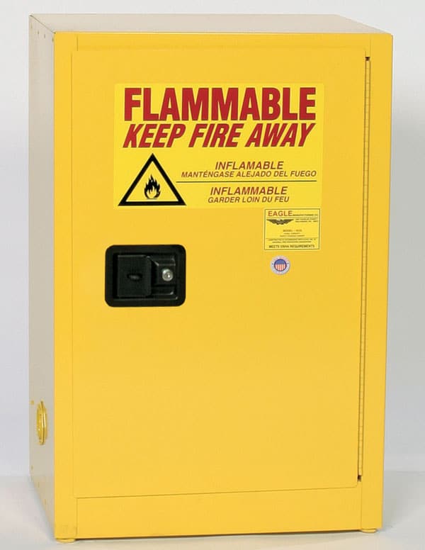 1924 Yellow Flammable Keep Fire Away cabinet