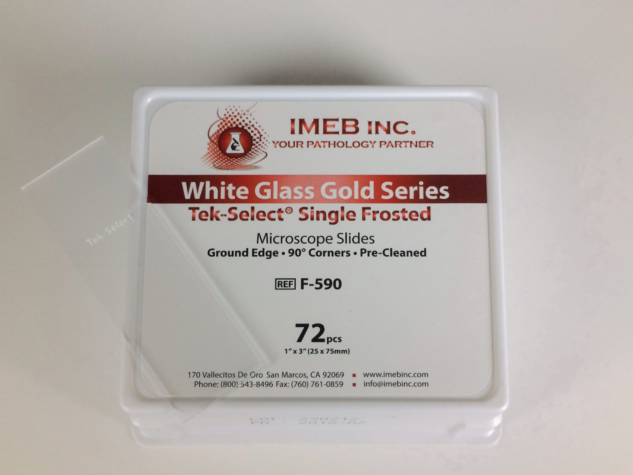 Tek-Select® Economy Microscope Slides 90˚ Corners, 1 Frosted End