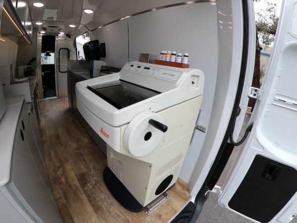 Inside the MOHS van with a Leica cryostat