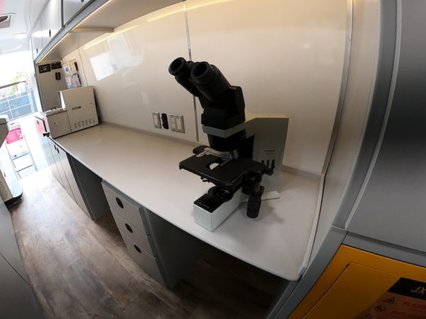 Olympus microscope in the MOHS van