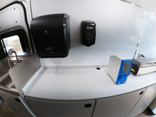 Paper Towe and soap dispenser in the MOHS van