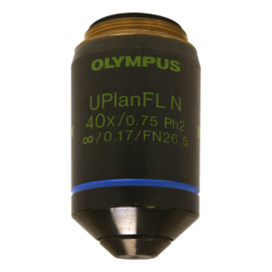 Olympus UPlanFL 40x Ph2 Phase Contrast Microscope Objective Green Alt View