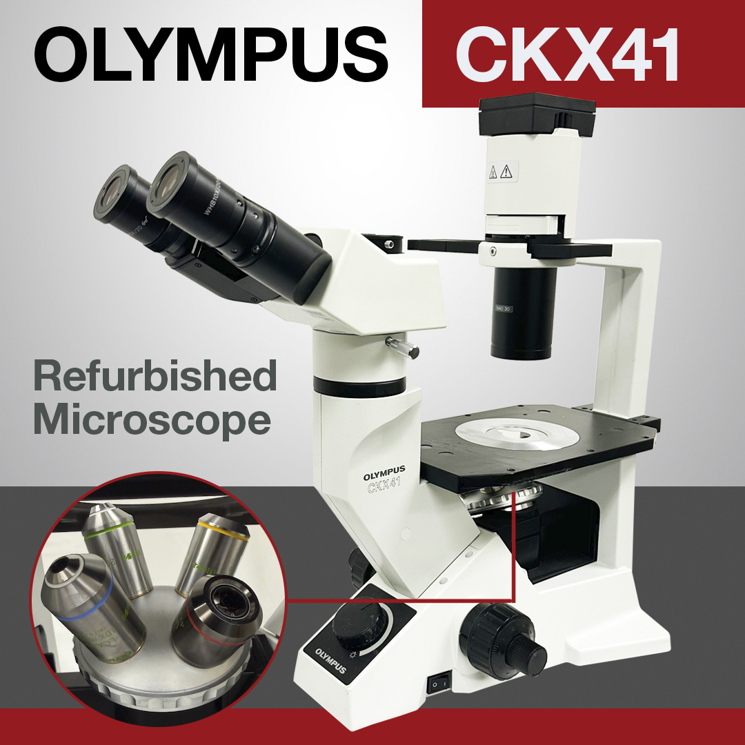 Olympus CKX41 Inverted Microscope with a Trinocular Head, Objectives, and a Warranty