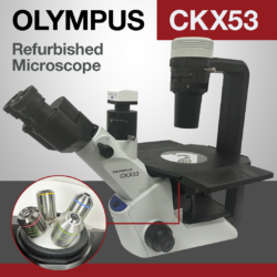Olympus CKX53 Inverted Microscope with Trinocular Head, Objectives, and Warranty